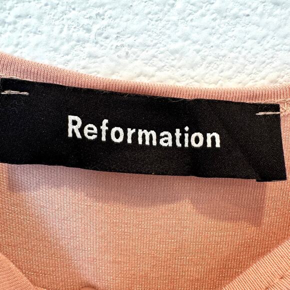 Reformation Blush Pink Fit & Flare Midi Scoop Neck Tank Dress XS - Picture 9 of 10